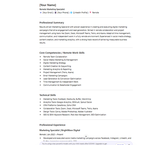 Resume Prompts for Ai