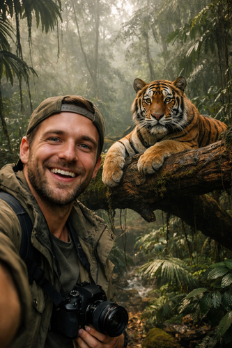 Selfie with Wild Animal Ai Prompts