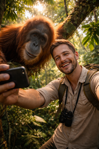 Selfie with Wild Animal Ai Prompts