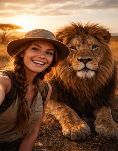 Selfie with Wild Animal Ai Prompts