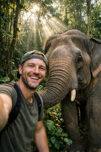 Selfie with Wild Animal Ai Prompts