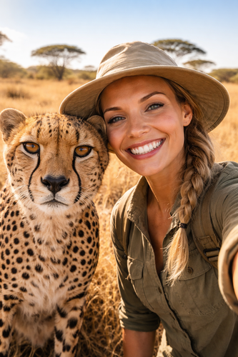 Selfie with Wild Animal Ai Prompts
