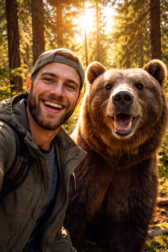 Selfie with Wild Animal Ai Prompts