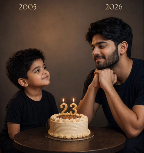 Kindheit vs. heute KI Foto Prompt zum Geburtstag