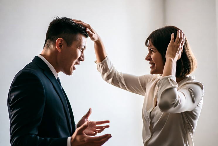 Zwei Kollegen in einer angespannten Verhandlung