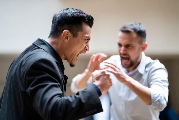 Zwei Personen in einer angespannten Konfrontation