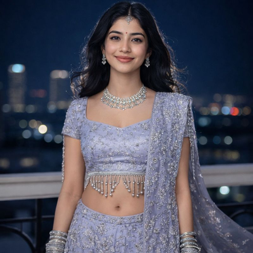 Woman in Cinematic Rooftop Portrait with Dupatta