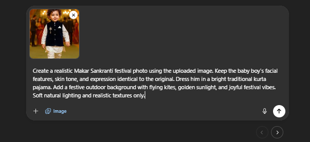 Baby Boy in Festive Kurta Flying Kites