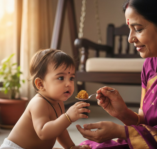 Baby Girl Tasting First Til Gul