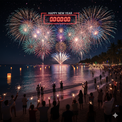 Beachside fireworks NYE 2026