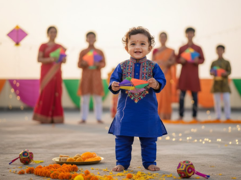 Blurred Rooftop with Kite Flyers