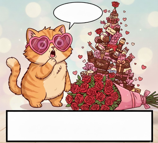 Cat in heart sunglasses shocked