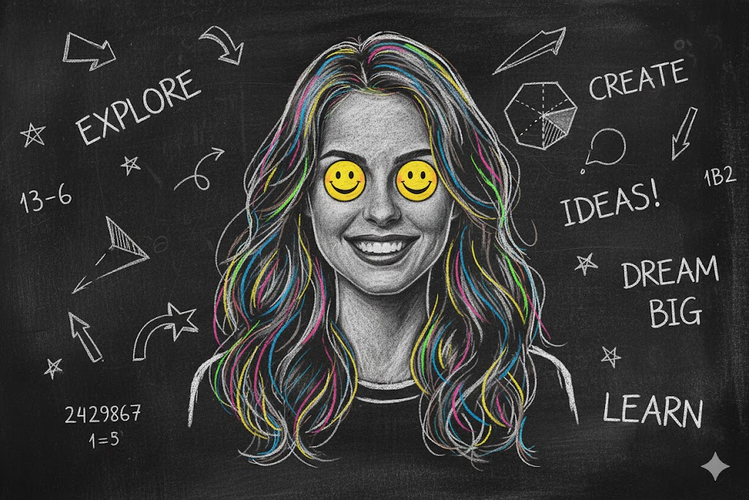 Chalk doodle portrait on blackboard