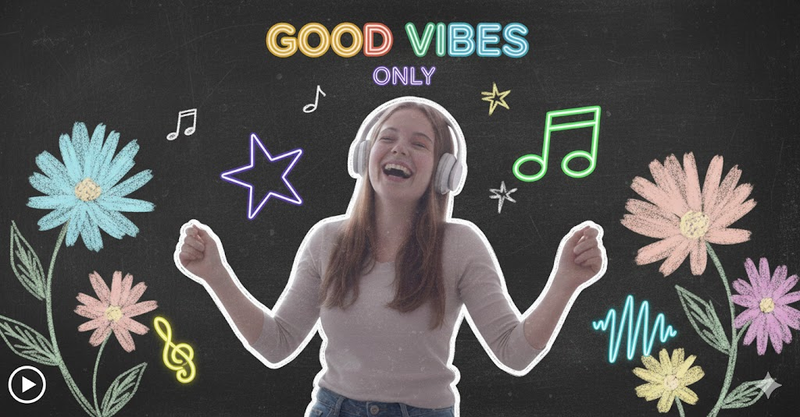 Chalk doodle with flowers on blackboard