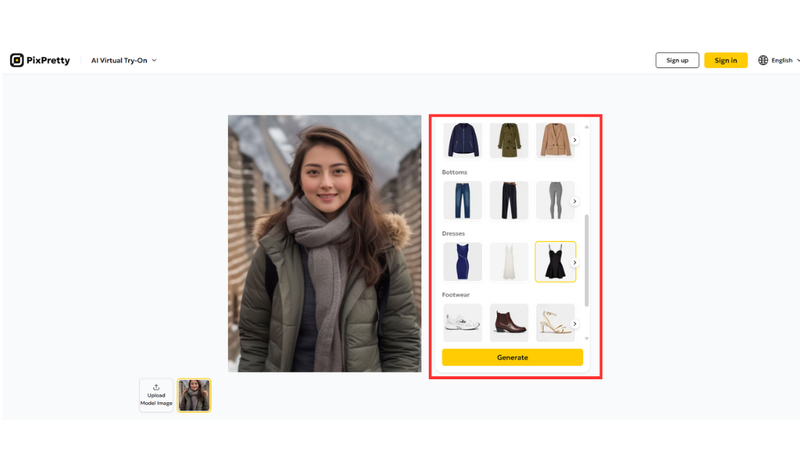 choosing an outfit to generate an image