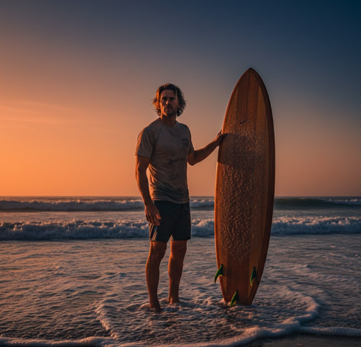 Cinematic Sunset Photo of a Surfer