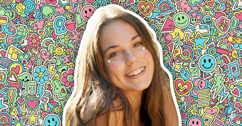 Colorful doodle collage with pastel stickers