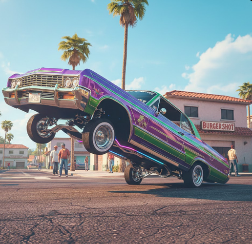 Colorful lowrider in sunny Los Santos