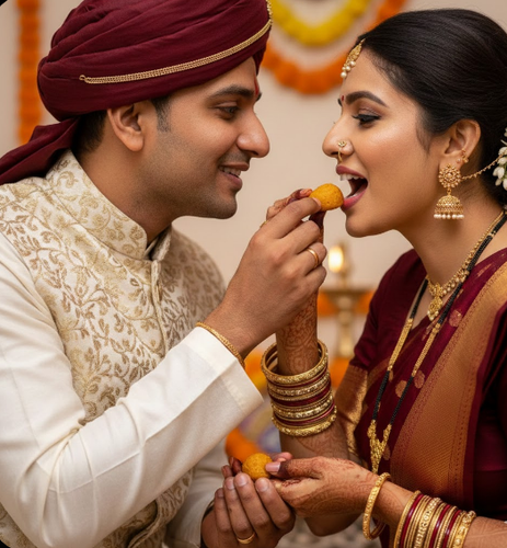 Couple Exchanges Til Gul Sweets Lovingly