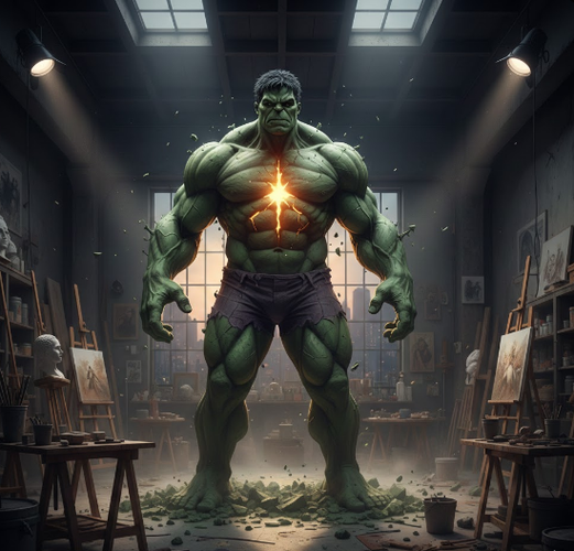 Crumbling Clay Hulk with Glowing Core