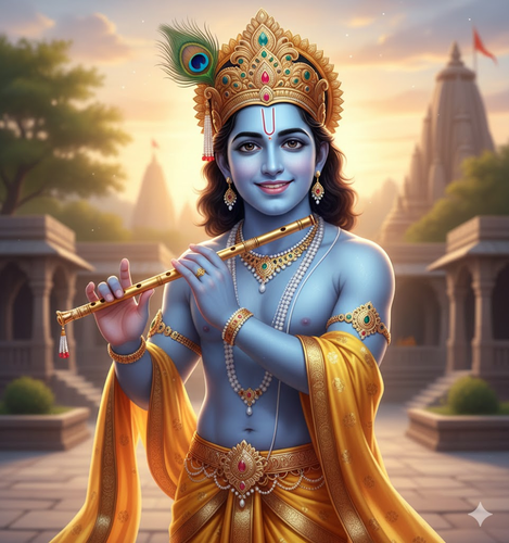 Divine Krishna Portrait with Personalized Features