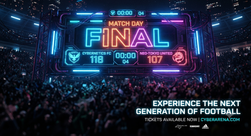 Futuristic Scoreboard Final with Dark Crowd