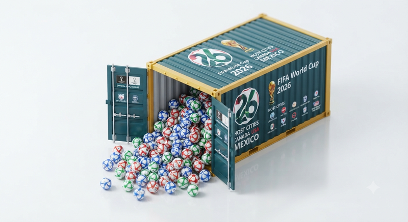 World Cup Container Reveals Many Footballs