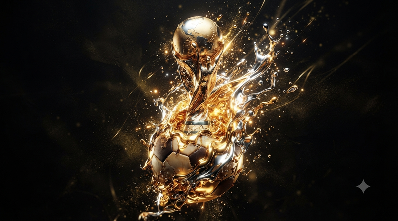 Melting Football Forms Gold Chrome Trophy