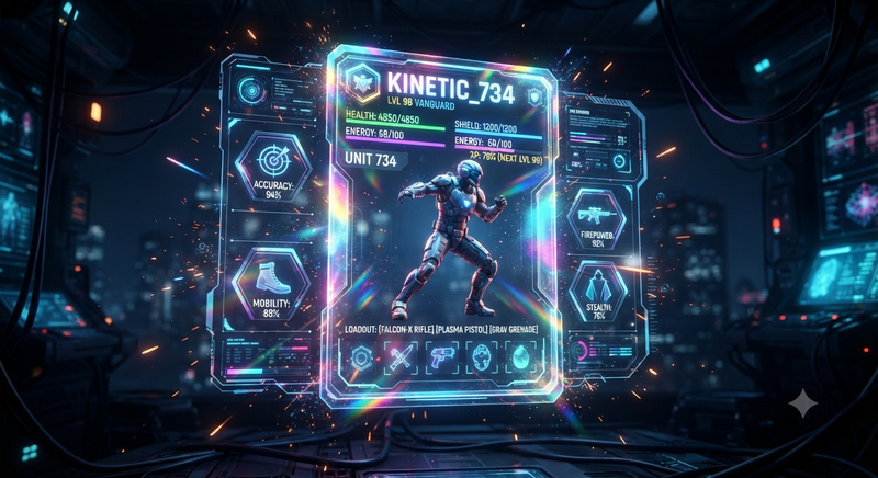 Floating Holographic Card Shows Player Stats