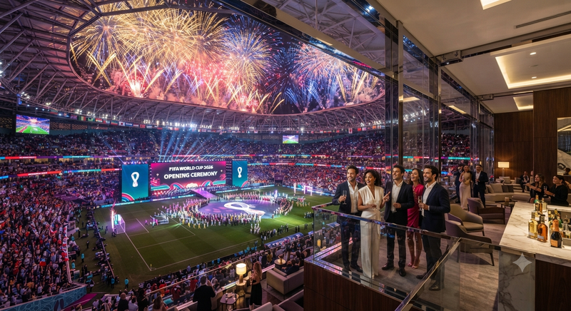 Luxury Vip Skybox Overlooking Stadium Fireworks