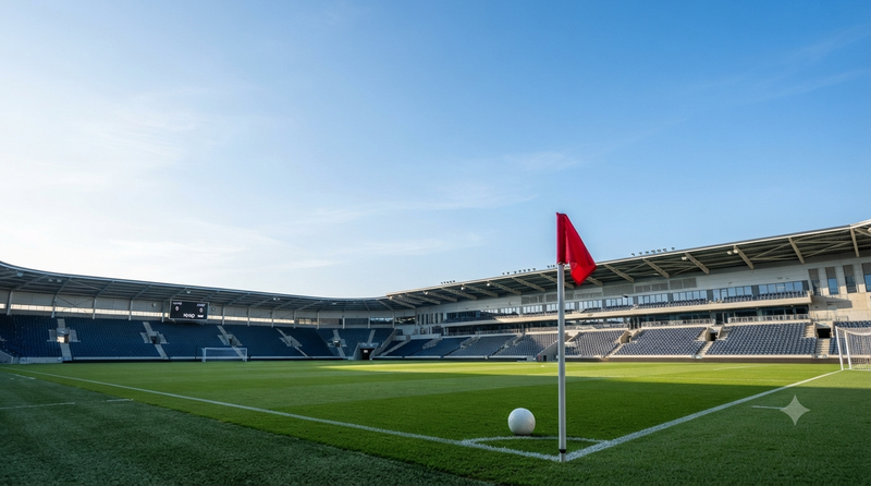 Football Corner Flag Against Empty Blue Sky