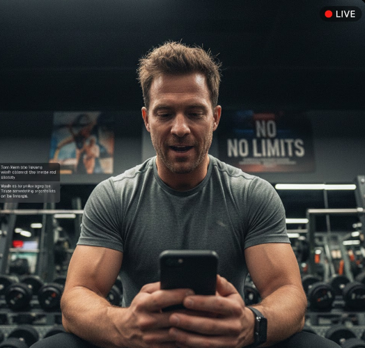 Fitness Instructor Rising with Energetic Determination