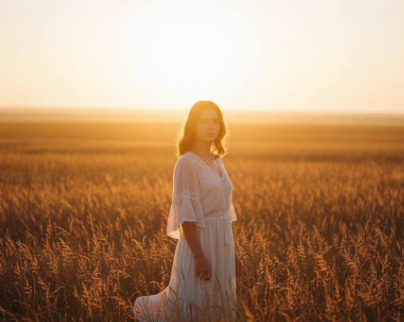 Golden hour cinematic portrait with rim light