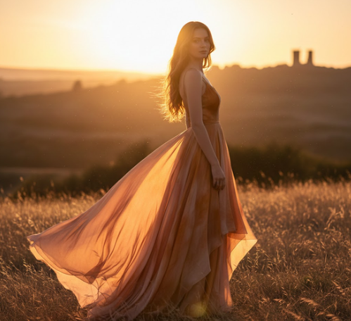 Golden hour fashion shoot backlit