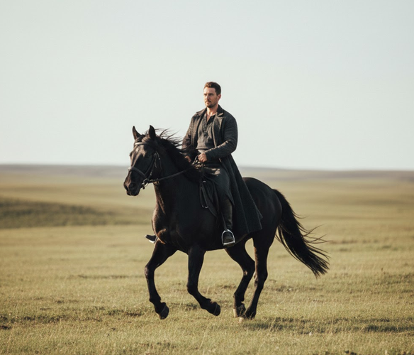 Guy Riding Horse Using Ai Black Horse Prompt