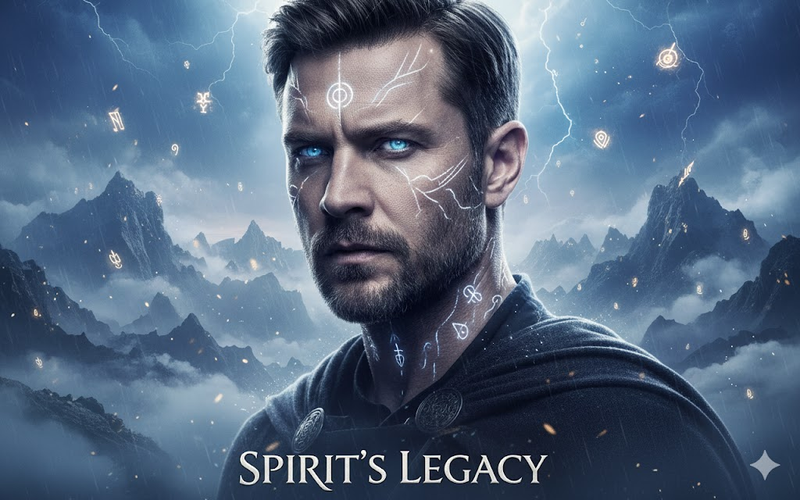 heroic spirit portrait in stormy forest