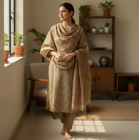 Indian woman in printed cotton kurti