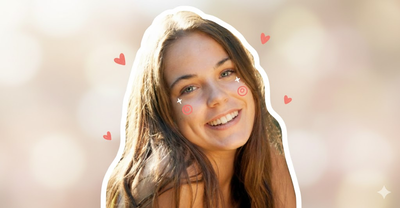 Kawaii doodle portrait with blush and sparkles