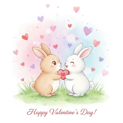 kittens holding heart balloon bunnies exchanging chocolates