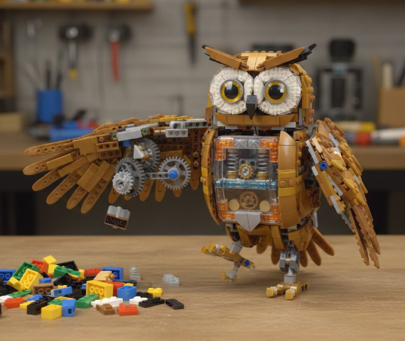 Lego Bricks Form Clockwork Owl