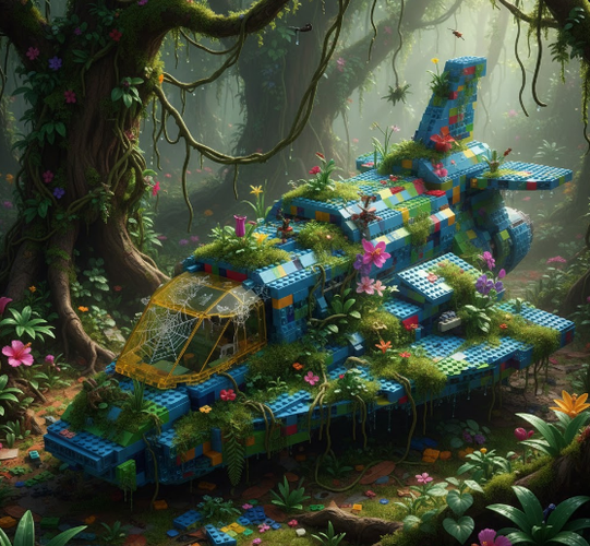 Lego Spaceship Overgrown by Jungle
