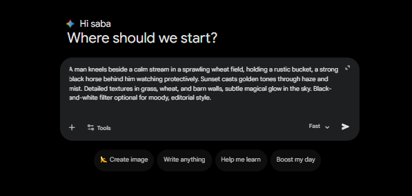 Man Kneels by Stream with Horse