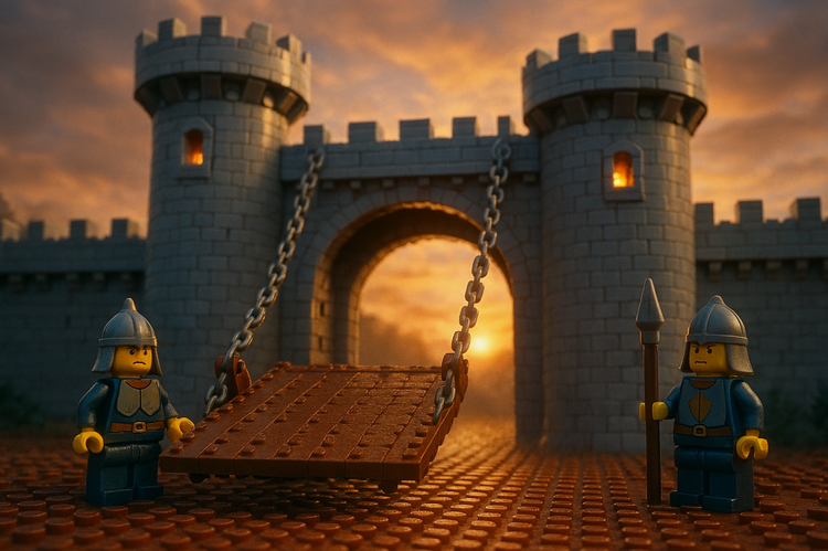 Minifigure Guards in Rainy Jungle