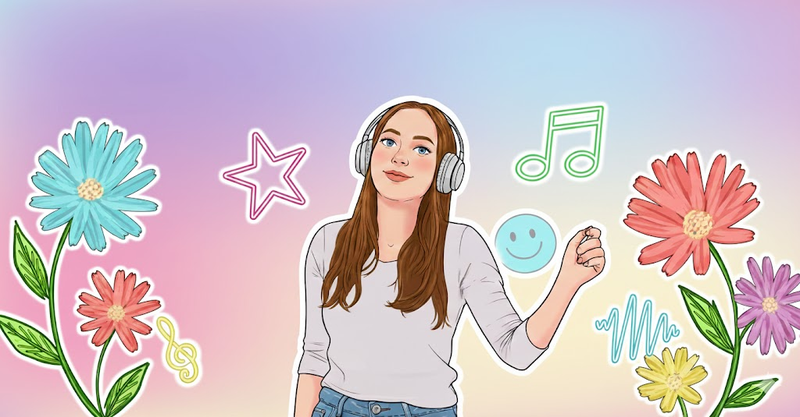 Modern artistic doodle portrait with bold outlines