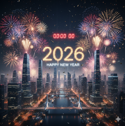 NYE 2026 city skyline