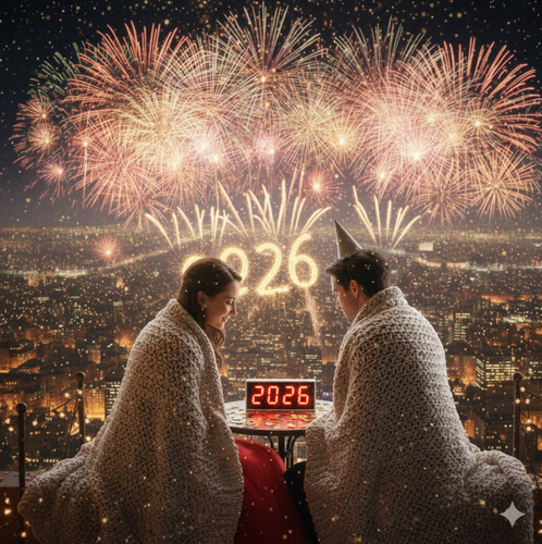 NYE 2026 couple in blanket