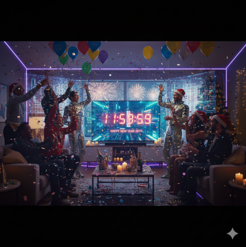 NYE 2026 friends cheering
