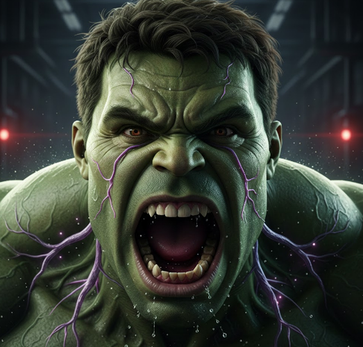 Person Morphing into Hulk with Glowing Veins