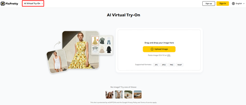 Pixpretty’s AI Virtual Try-On tool