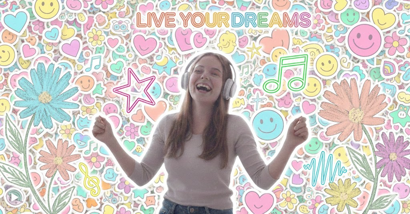 Playful pastel doodle with cute stickers